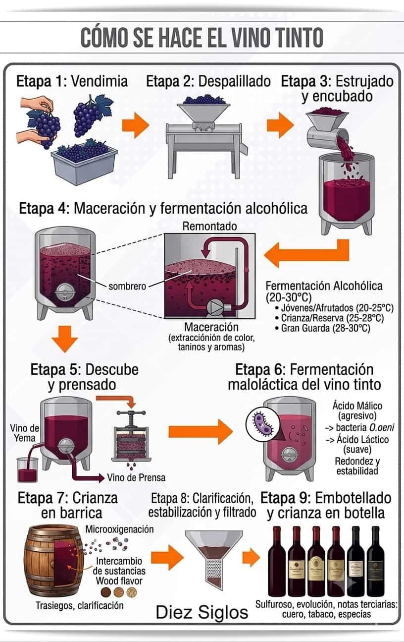 etapas de la elaboracion del vino tinto